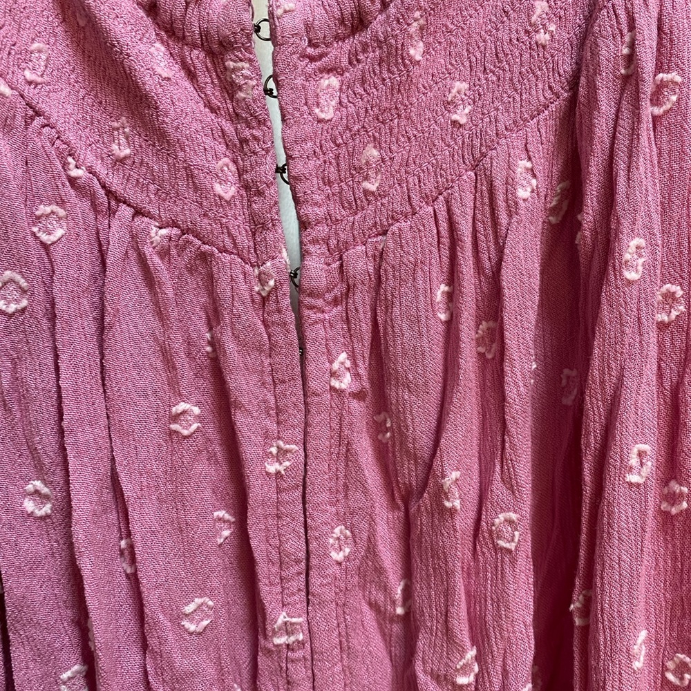 Free People Romper Pink/Rose with Puff Sleeves - Picture 15 of 16